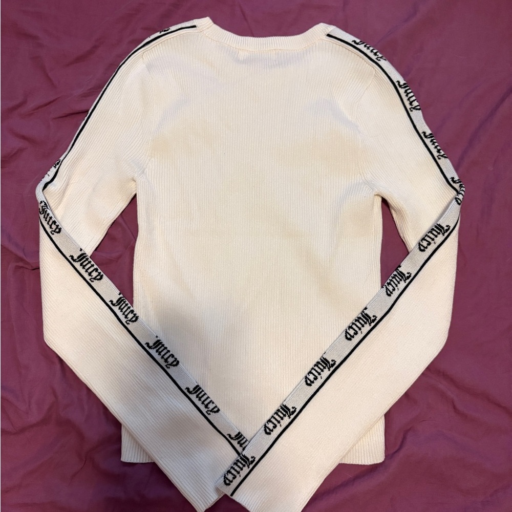 Juicy Couture Cream Ribbed Knit Top